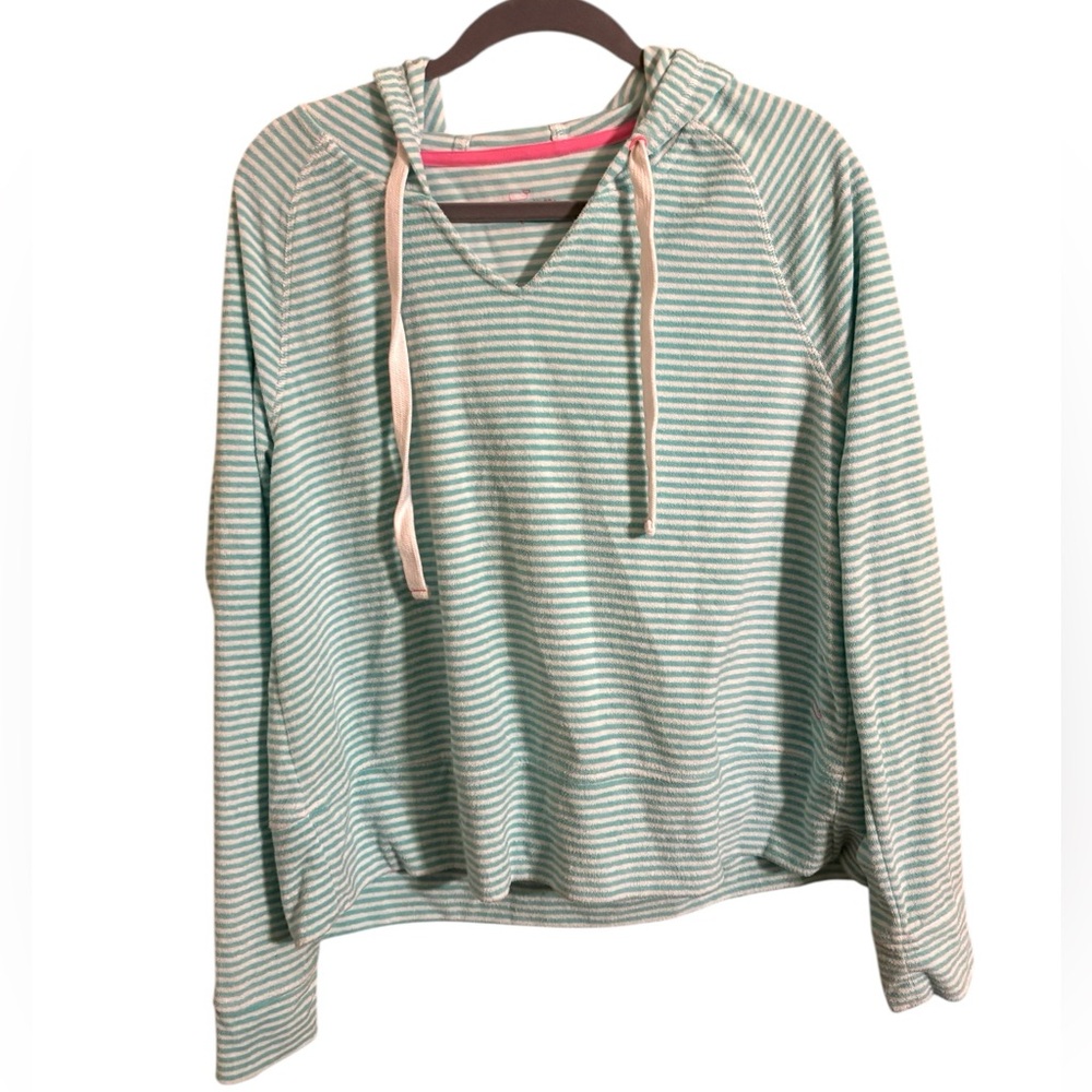 Vineyard Vines Terry Cloth Striped Blue Pullover Sweatshirt‎ Large